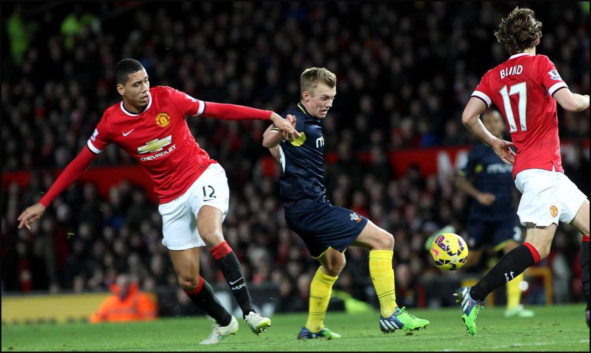 Pictures from the Barclays Premier League clash between Manchester United v Saints at Old Trafford. The unauthorised downloading, editing, copying, or distribution of this image is strictly prohibited.