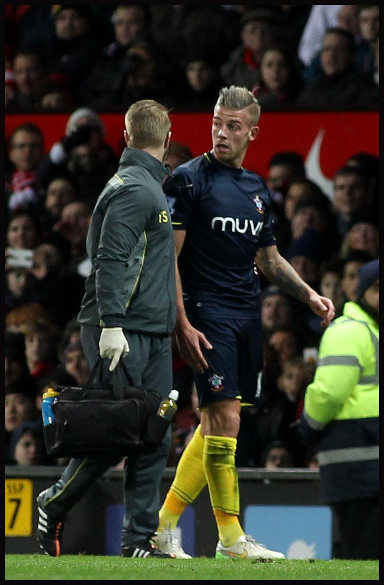 Pictures from the Barclays Premier League clash between Manchester United v Saints at Old Trafford. The unauthorised downloading, editing, copying, or distribution of this image is strictly prohibited.