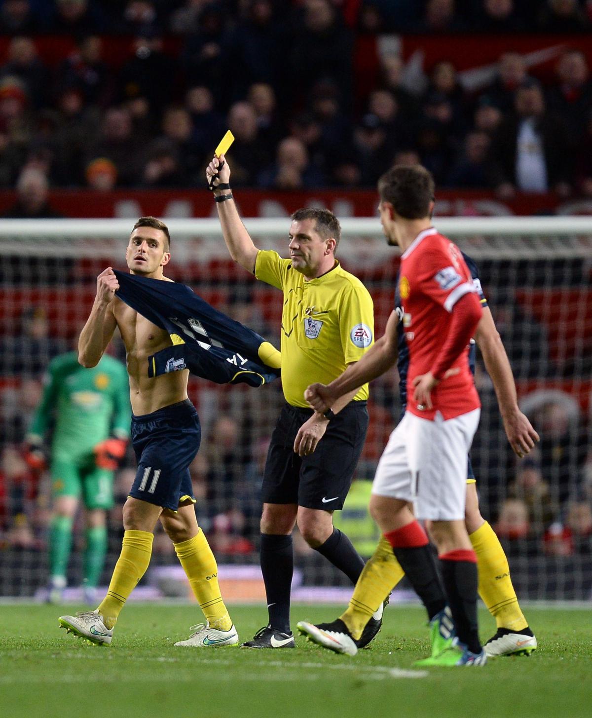 Pictures from the Barclays Premier League clash between Manchester United v Saints at Old Trafford. The unauthorised downloading, editing, copying, or distribution of this image is strictly prohibited.