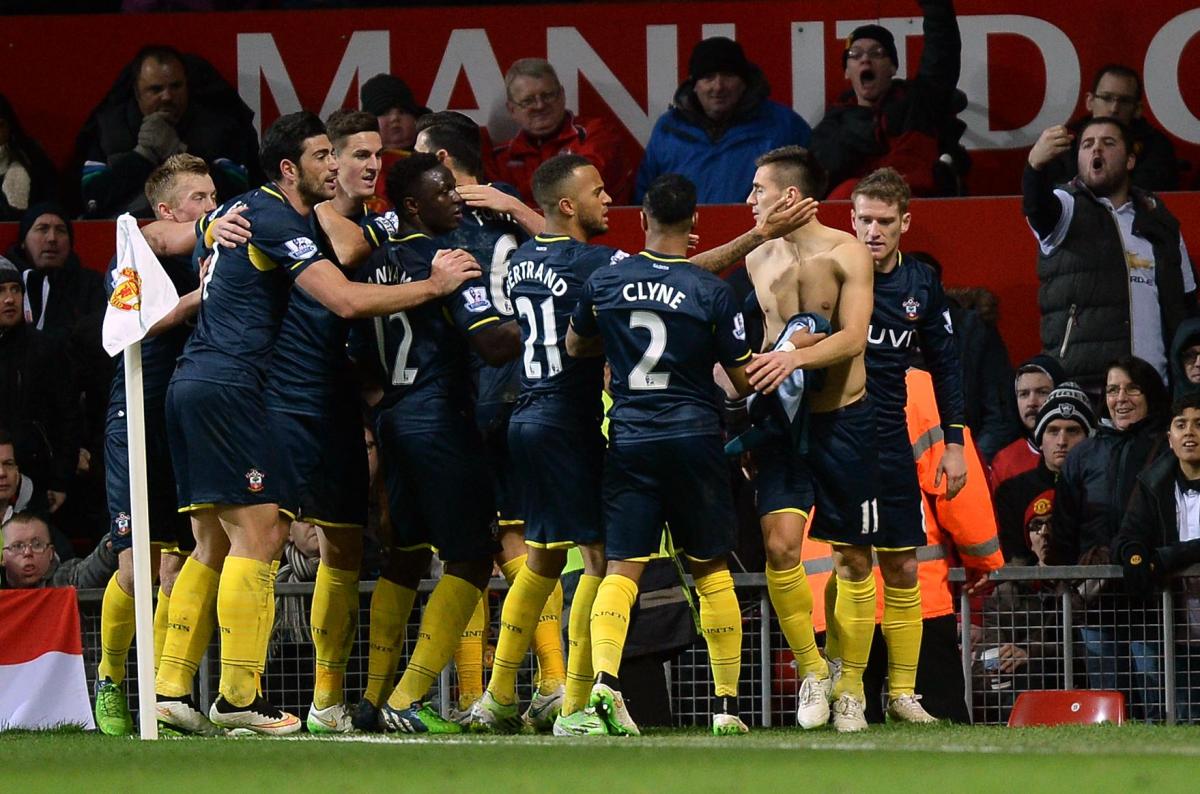 Pictures from the Barclays Premier League clash between Manchester United v Saints at Old Trafford. The unauthorised downloading, editing, copying, or distribution of this image is strictly prohibited.