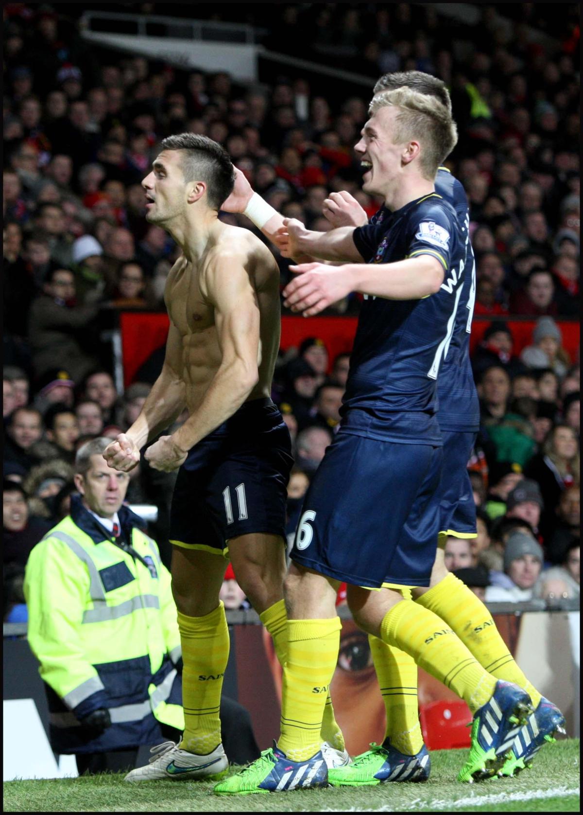 Pictures from the Barclays Premier League clash between Manchester United v Saints at Old Trafford. The unauthorised downloading, editing, copying, or distribution of this image is strictly prohibited.
