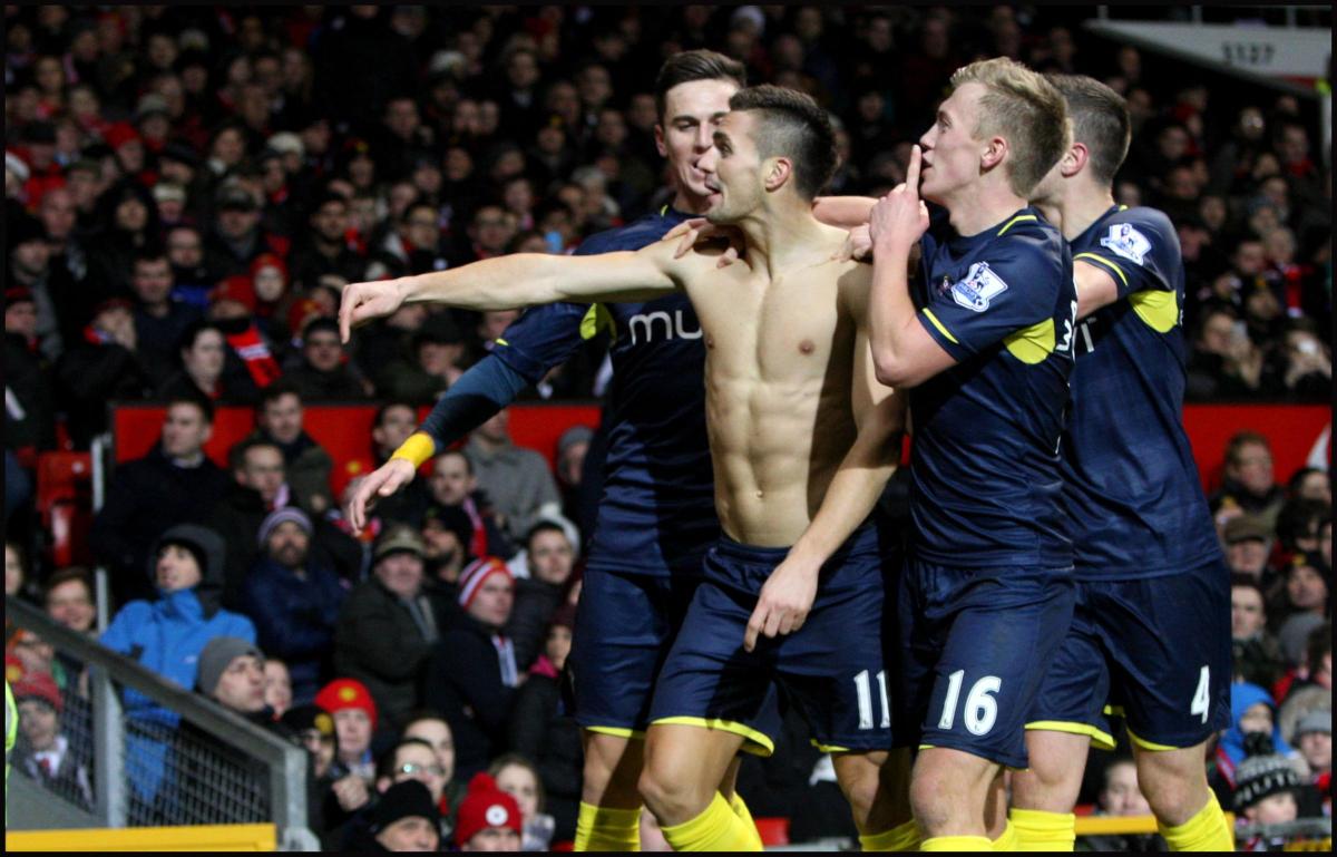 Pictures from the Barclays Premier League clash between Manchester United v Saints at Old Trafford. The unauthorised downloading, editing, copying, or distribution of this image is strictly prohibited.