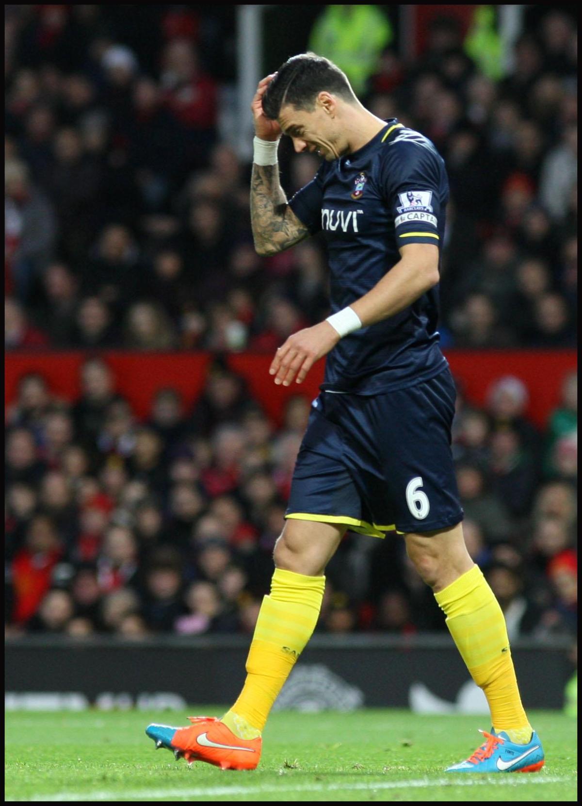 Pictures from the Barclays Premier League clash between Manchester United v Saints at Old Trafford. The unauthorised downloading, editing, copying, or distribution of this image is strictly prohibited.