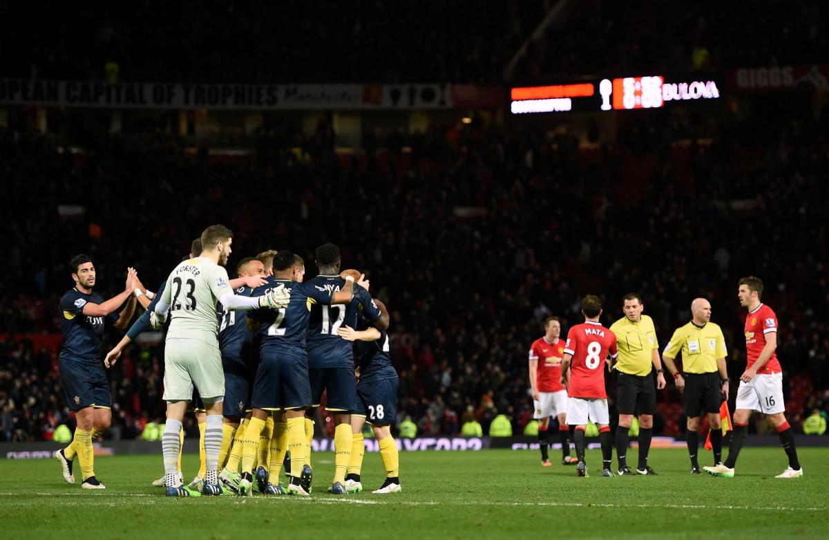 Pictures from the Barclays Premier League clash between Manchester United v Saints at Old Trafford. The unauthorised downloading, editing, copying, or distribution of this image is strictly prohibited.
