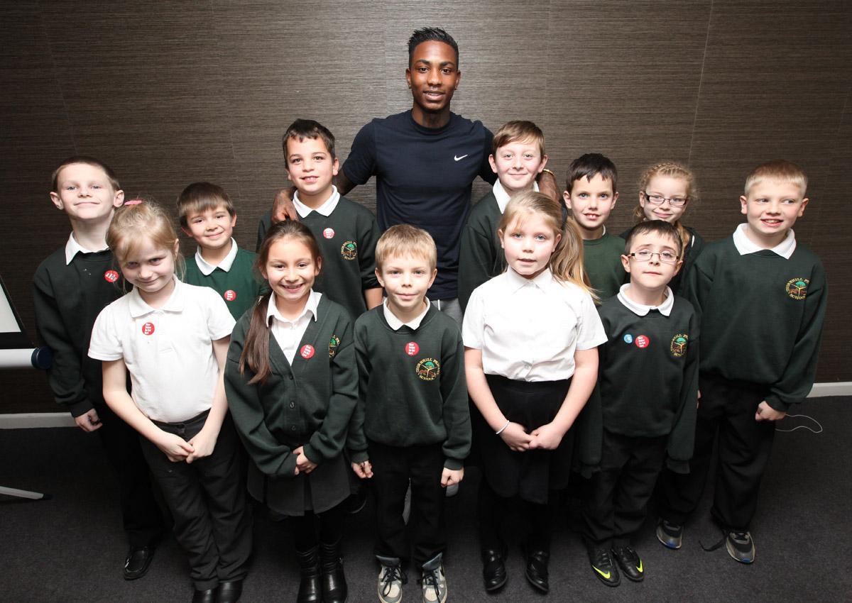 Saints Star Eljero Elia invited local Primary School Children to Saint Mary's Stadium to help give racism the red card