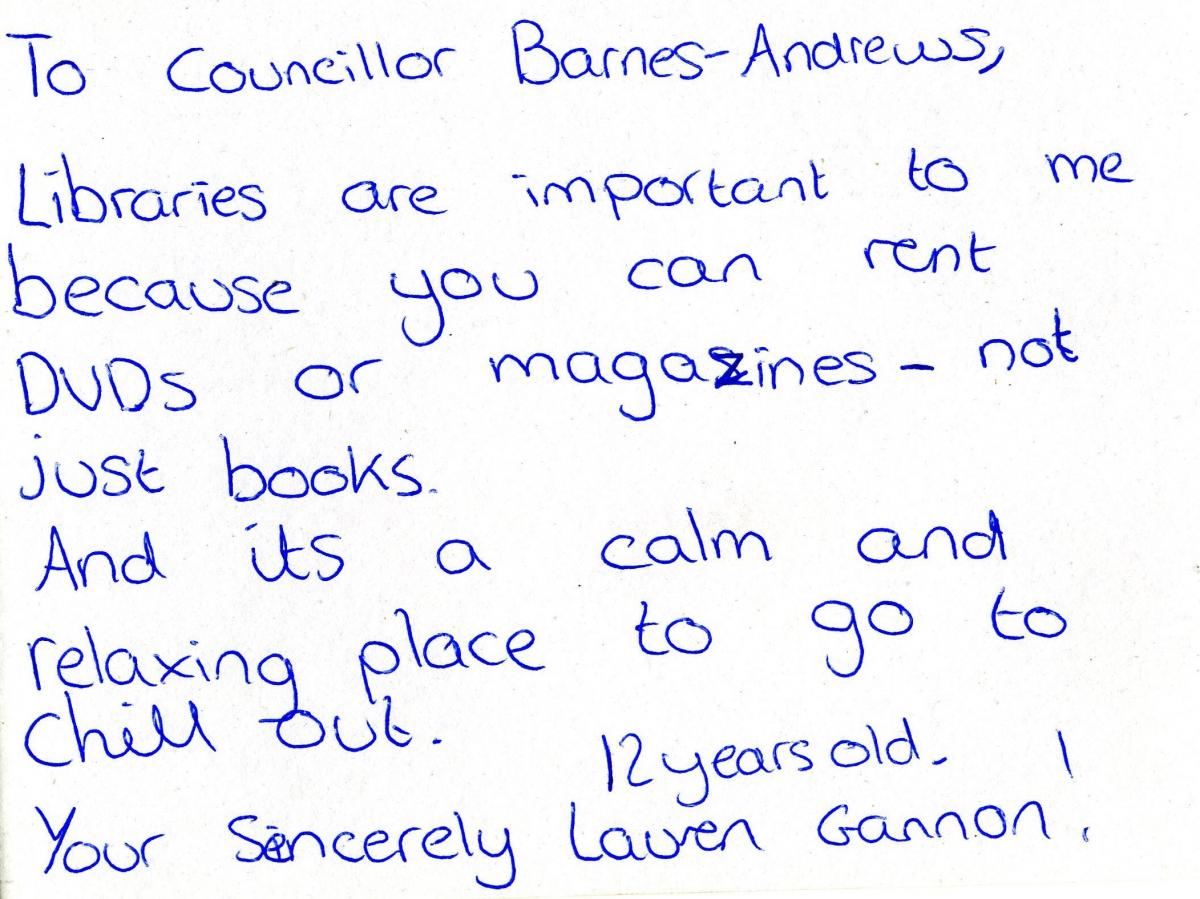 Cobbett Road Library closure objections.