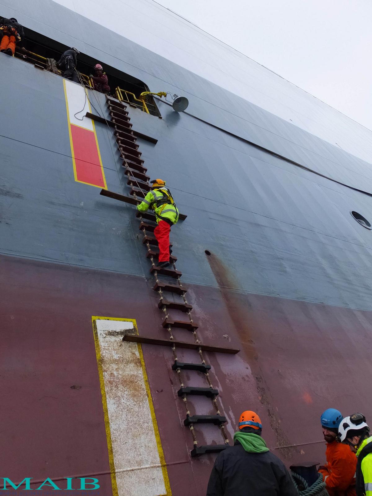 Damage caused inside and outside the Hoegh Osaka after it ran aground in the Solent