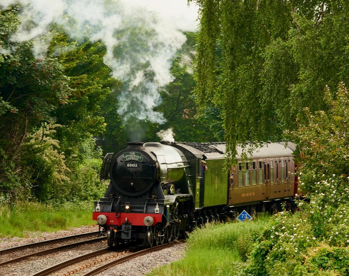 The Flying Scotsman steaming through Eastleigh. Photo by Ian Fleming.