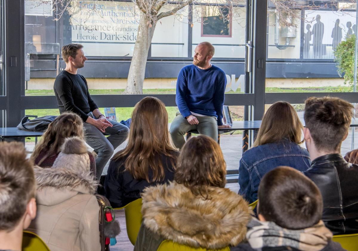 Coldplay star Will Champion chats to staff and students at