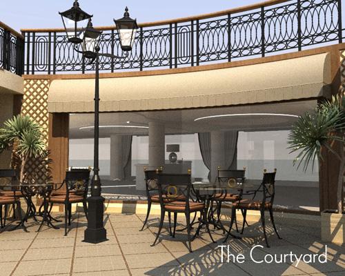 Artists impressions of Cunard's new Queen Elizabeth - The Courtyard
