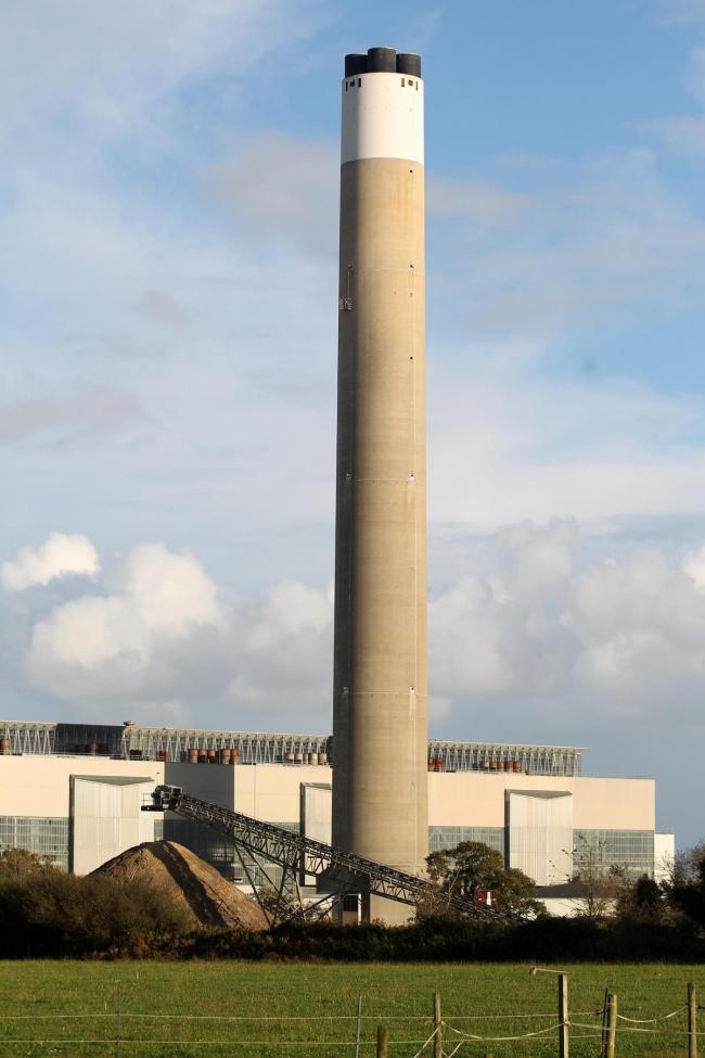 The power station's 650ft chimney.