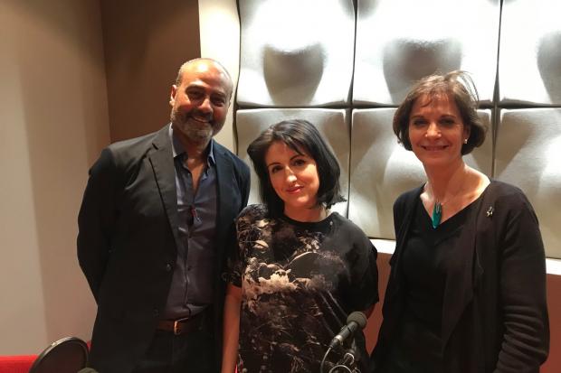 George Alagiah, Stacey Heale and BCUK Chief Exec Deborah Alsina MBE